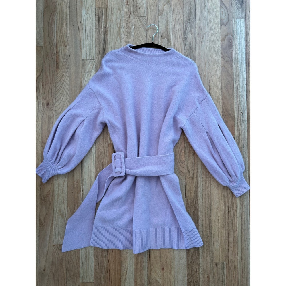 Snidel Lavender Fox Hair‎ Blend Belted Puff Sleeve Knit Mini Dress Size Medium